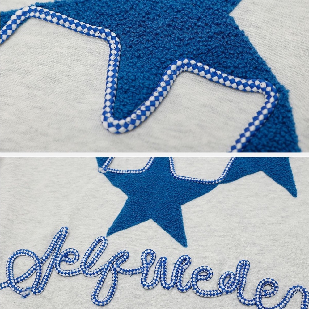 Aelfric Eden Light Gray Hoodie with Navy Blue Star Patch - Picture 5 of 12